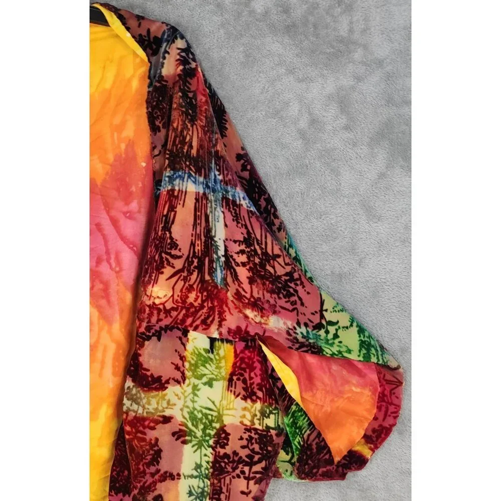 Womens Jacket One Size Multicolor Velvet Open Front Short Sleeve Retro Cover Up - Picture 6 of 7